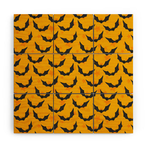 Avenie Halloween Bats I Wood Wall Mural