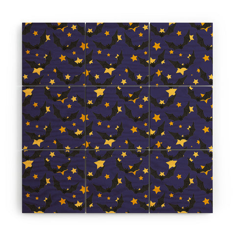 Avenie Halloween Bats Wood Wall Mural