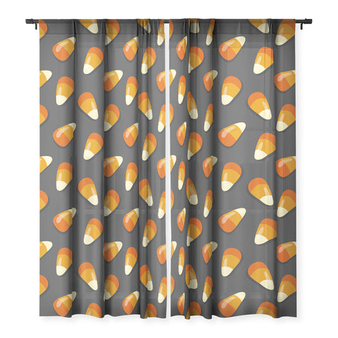 Avenie Halloween Candy Corn Sheer Window Curtain