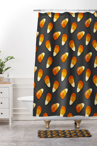 Avenie Halloween Candy Corn Shower Curtain And Mat