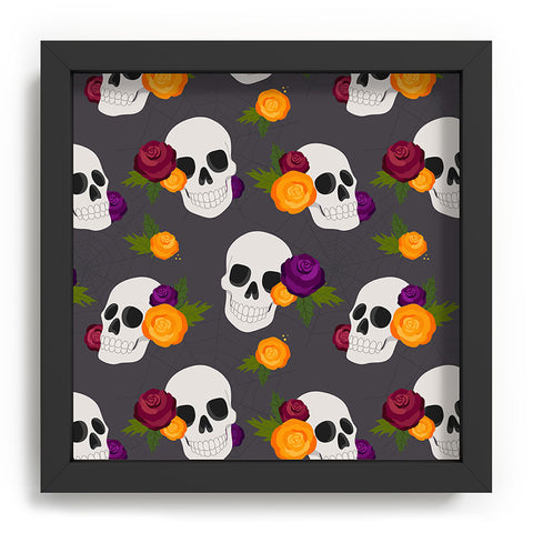 Avenie Halloween Floral Skulls Recessed Framing Square