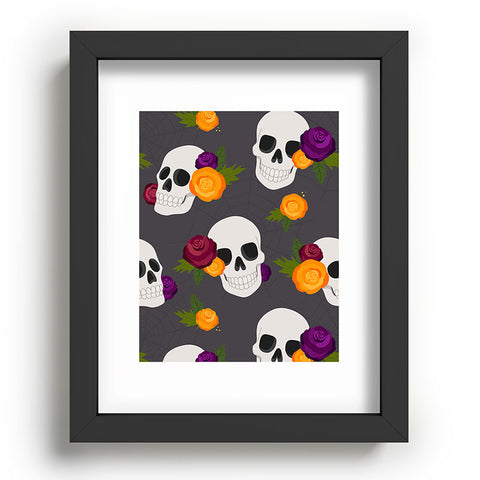 Avenie Halloween Floral Skulls Recessed Framing Rectangle
