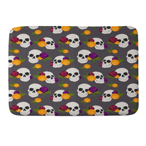 Avenie Halloween Floral Skulls Memory Foam Bath Mat