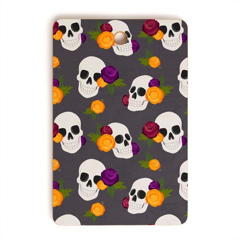 Avenie Halloween Floral Skulls Cutting Board Rectangle