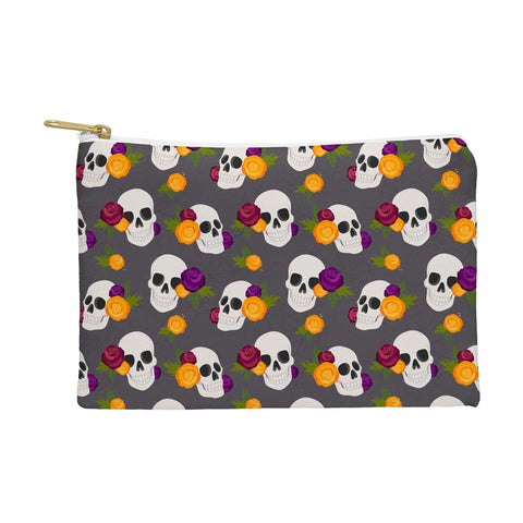 Avenie Halloween Floral Skulls Pouch