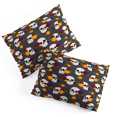 Avenie Halloween Floral Skulls Pillow Shams