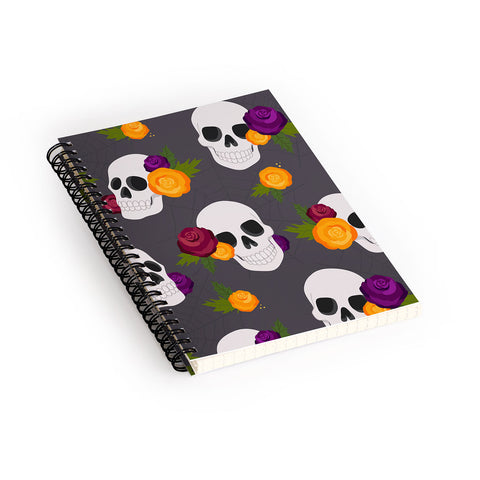 Avenie Halloween Floral Skulls Spiral Notebook