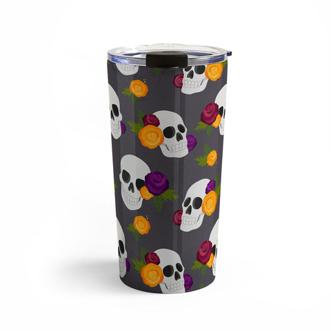 Avenie Halloween Floral Skulls Travel Mug