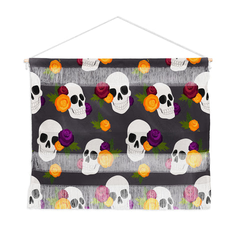 Avenie Halloween Floral Skulls Wall Hanging Landscape