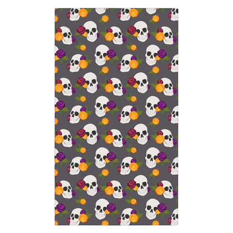 Avenie Halloween Floral Skulls Tablecloth