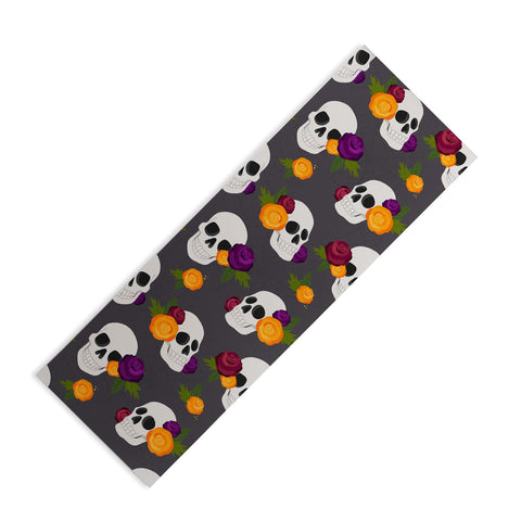 Avenie Halloween Floral Skulls Yoga Mat