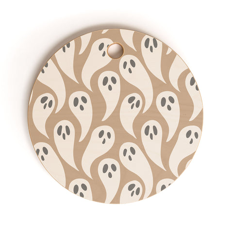 Avenie Halloween Ghosts Neutral Cutting Board Round
