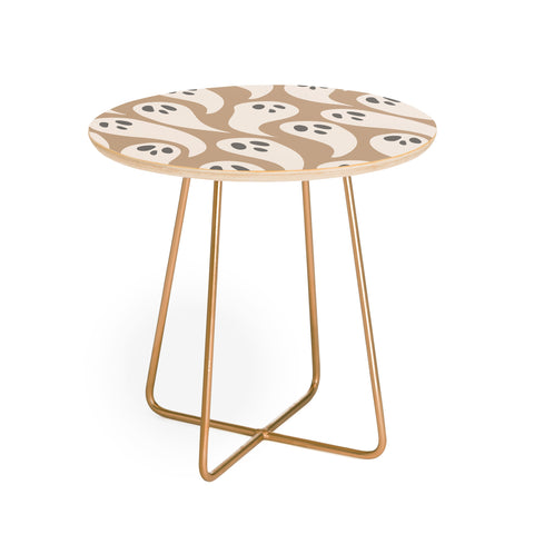 Avenie Halloween Ghosts Neutral Round Side Table