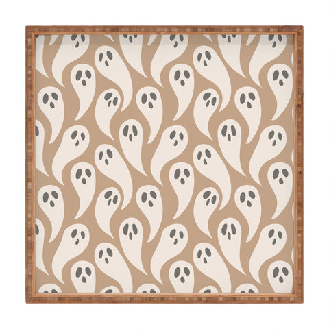 Avenie Halloween Ghosts Neutral Square Tray