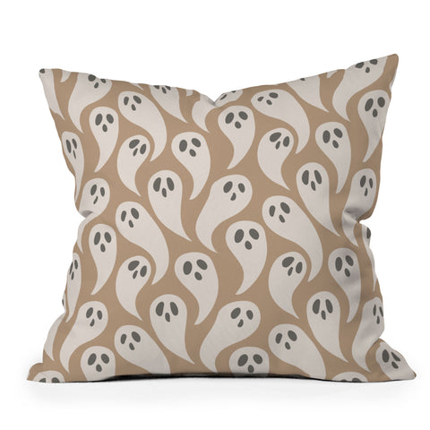 Avenie Halloween Ghosts Neutral Throw Pillow