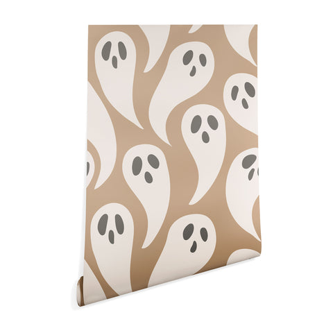 Avenie Halloween Ghosts Neutral Wallpaper