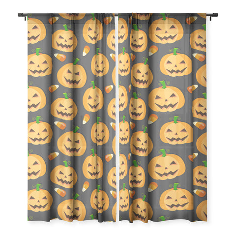 Avenie Halloween Jack o Lantern Sheer Non Repeat