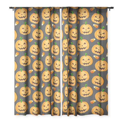 Avenie Halloween Jack o Lantern Sheer Window Curtain