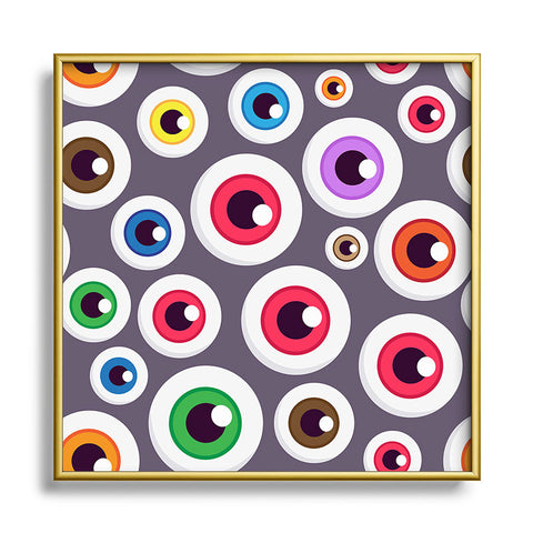 Avenie Halloween Monster Eyes Square Metal Framed Art Print