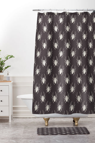 Avenie Halloween Spiders Shower Curtain And Mat