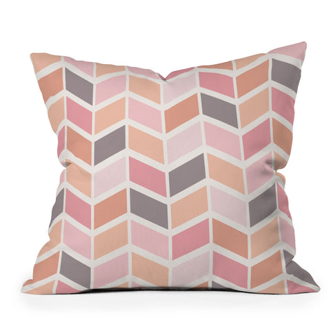Avenie Herringbone Vintage Pink Outdoor Throw Pillow