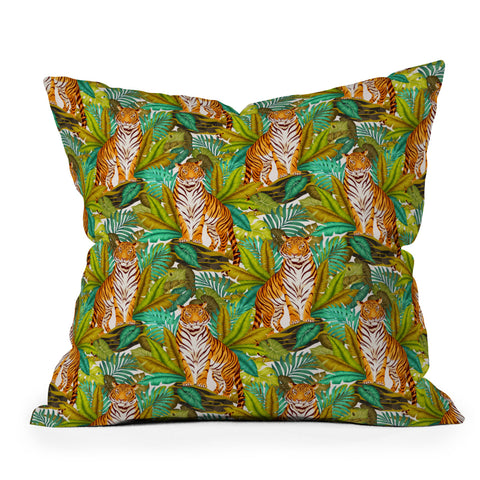 Avenie Jungle Tiger Light Pattern Outdoor Throw Pillow