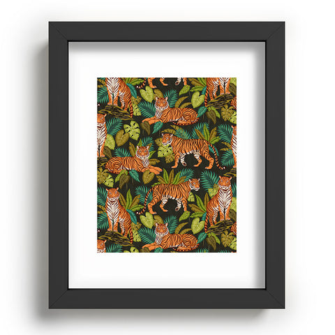 Avenie Jungle Tigers In Charcoal Recessed Framing Rectangle