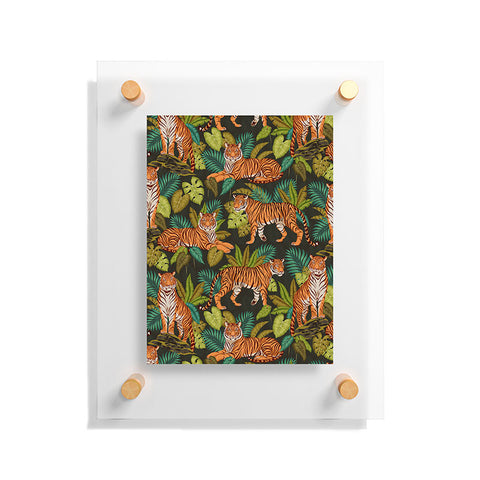 Avenie Jungle Tigers In Charcoal Floating Acrylic Print