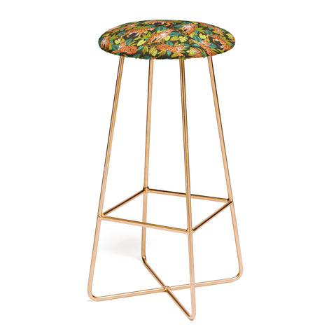 Avenie Jungle Tigers In Charcoal Bar Stool