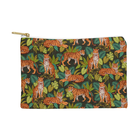 Avenie Jungle Tigers In Charcoal Pouch