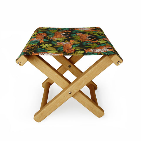 Avenie Jungle Tigers In Charcoal Folding Stool