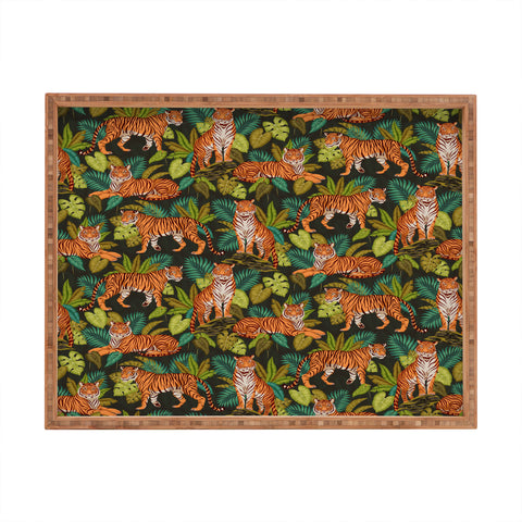 Avenie Jungle Tigers In Charcoal Rectangular Tray