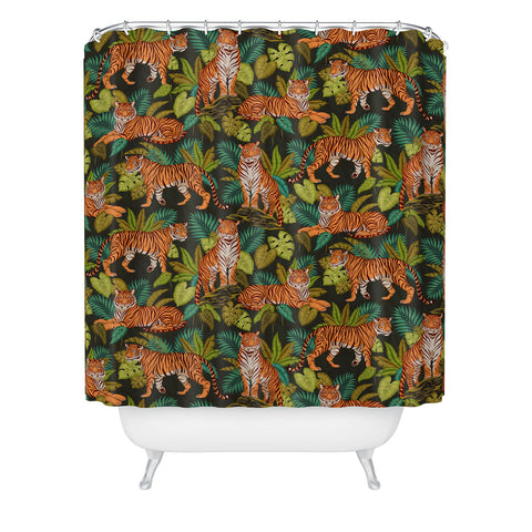Avenie Jungle Tigers In Charcoal Shower Curtain