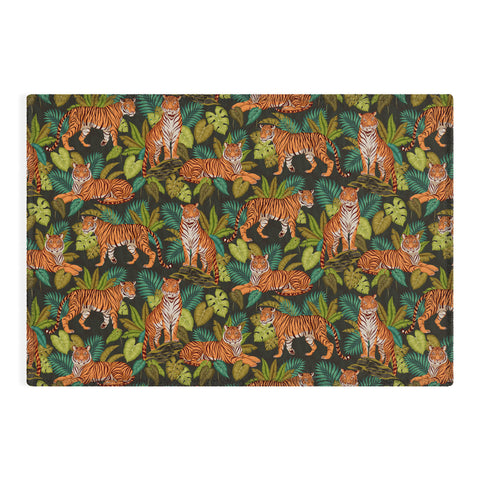 Avenie Jungle Tigers In Charcoal Outdoor Rug