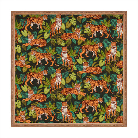 Avenie Jungle Tigers In Charcoal Square Tray