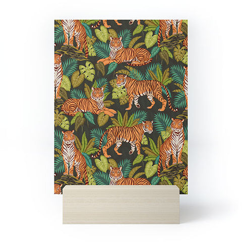 Avenie Jungle Tigers In Charcoal Mini Art Print