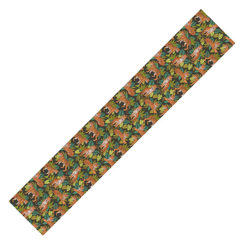 Avenie Jungle Tigers In Charcoal Table Runner