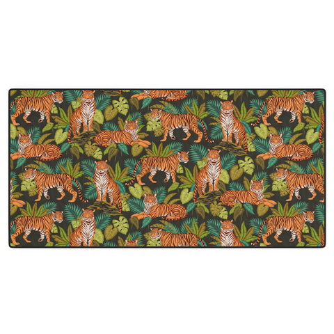 Avenie Jungle Tigers In Charcoal Desk Mat