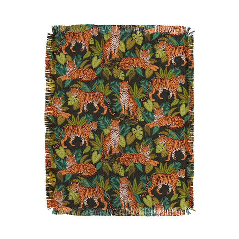 Avenie Jungle Tigers In Charcoal Throw Blanket