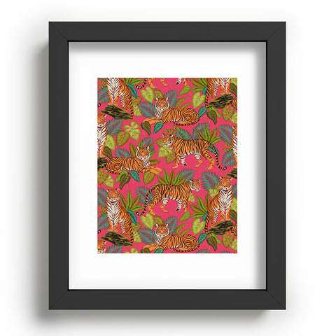 Avenie Jungle Tigers In Hot Pink Recessed Framing Rectangle