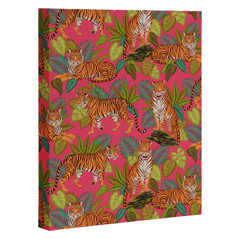 Avenie Jungle Tigers In Hot Pink Art Canvas