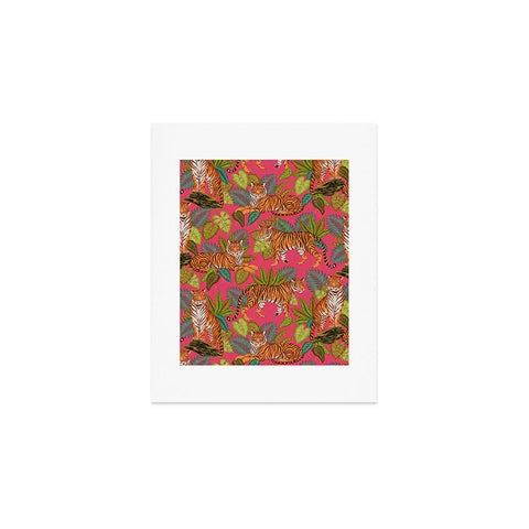 Avenie Jungle Tigers In Hot Pink Art Print