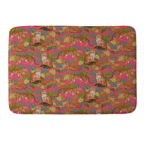 Avenie Jungle Tigers In Hot Pink Memory Foam Bath Mat