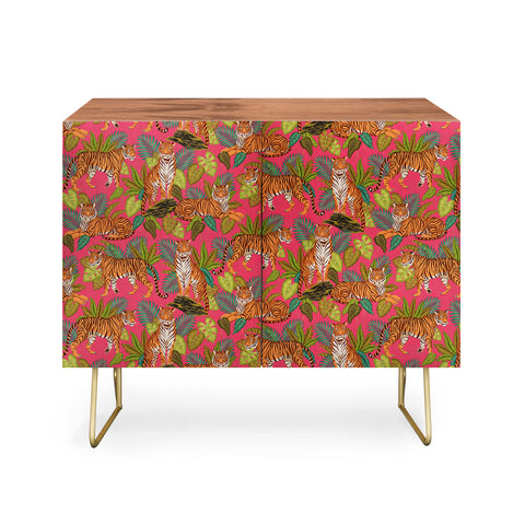 Avenie Jungle Tigers In Hot Pink Credenza