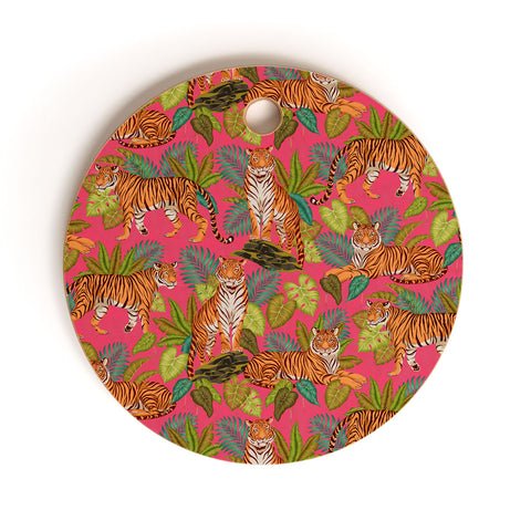 Avenie Jungle Tigers In Hot Pink Cutting Board Round