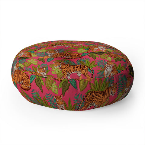 Avenie Jungle Tigers In Hot Pink Floor Pillow Round
