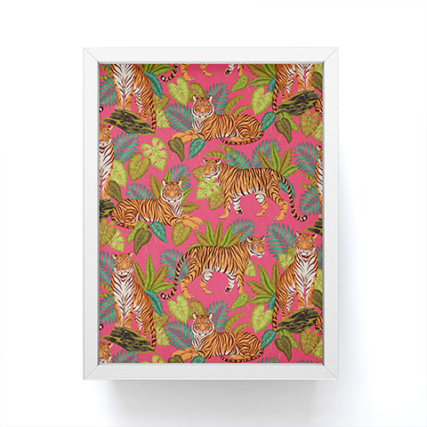 Avenie Jungle Tigers In Hot Pink Framed Mini Art Print