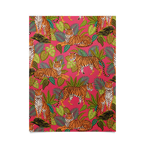 Avenie Jungle Tigers In Hot Pink Poster