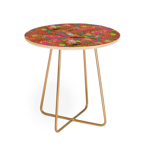 Avenie Jungle Tigers In Hot Pink Round Side Table