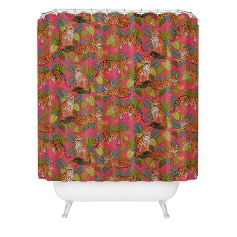 Avenie Jungle Tigers In Hot Pink Shower Curtain